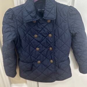Wrap Lauren size M 8–10 girls youth kids quilted pico navy blue jacket